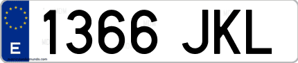 Ejemplo de matrícula de coche ordinaria 1366 JKL