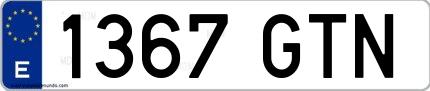 Ejemplo de matrícula española 1367 GTN
