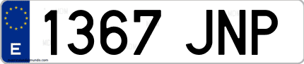 Ejemplo de matrícula de coche ordinaria 1367 JNP
