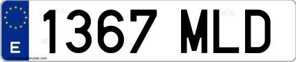 Ejemplo de matrícula de coche ordinaria 1367 MLD