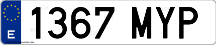 Ejemplo de matrícula de coche ordinaria 1367 MYP
