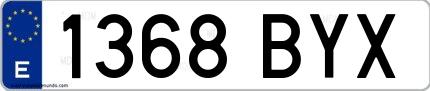 Ejemplo de matrícula española 1368 BYX