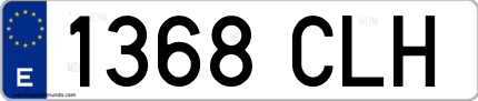 Ejemplo de matrícula de coche ordinaria 1368 CLH