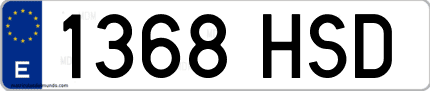Ejemplo de matrícula de coche ordinaria 1368 HSD