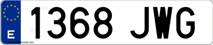 Ejemplo de matrícula de coche ordinaria 1368 JWG