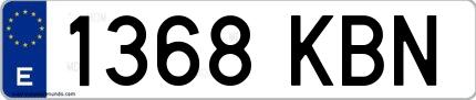 Ejemplo de matrícula española 1368 KBN