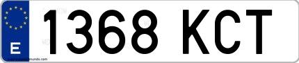 Ejemplo de matrícula de coche ordinaria 1368 KCT