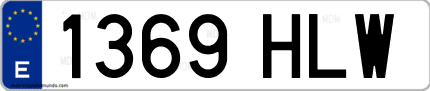 Ejemplo de matrícula de coche ordinaria 1369 HLW