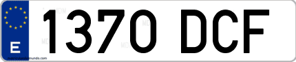 Ejemplo de matrícula de coche ordinaria 1370 DCF
