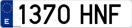 Ejemplo de matrícula de coche ordinaria 1370 HNF