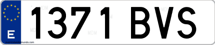 Ejemplo de matrícula de coche ordinaria 1371 BVS