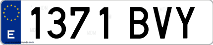 Ejemplo de matrícula de coche ordinaria 1371 BVY