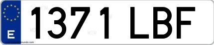Ejemplo de matrícula española 1371 LBF