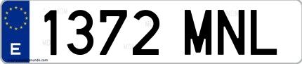 Ejemplo de matrícula española 1372 MNL