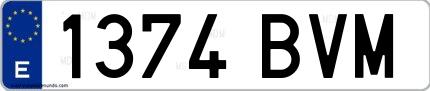 Ejemplo de matrícula española 1374 BVM