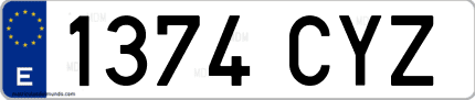 Ejemplo de matrícula de coche ordinaria 1374 CYZ