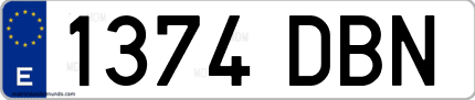 Ejemplo de matrícula de coche ordinaria 1374 DBN