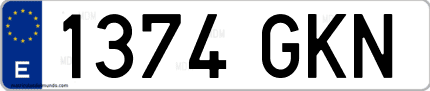 Ejemplo de matrícula de coche ordinaria 1374 GKN