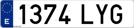 Ejemplo de matrícula española 1374 LYG