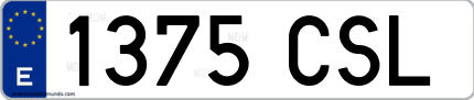 Ejemplo de matrícula de coche ordinaria 1375 CSL