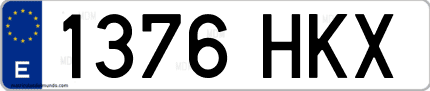 Ejemplo de matrícula de coche ordinaria 1376 HKX
