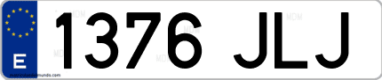 Ejemplo de matrícula de coche ordinaria 1376 JLJ