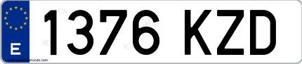 Ejemplo de matrícula española 1376 KZD