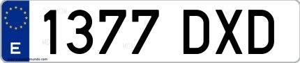 Ejemplo de matrícula española 1377 DXD