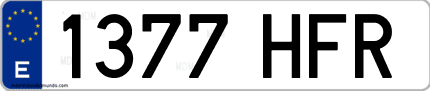 Ejemplo de matrícula de coche ordinaria 1377 HFR