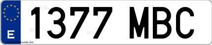 Ejemplo de matrícula española 1377 MBC