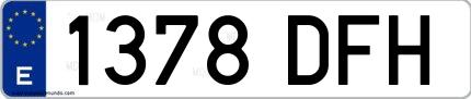 Ejemplo de matrícula española 1378 DFH