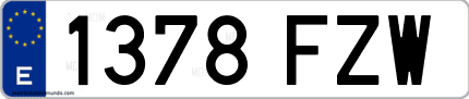 Ejemplo de matrícula de coche ordinaria 1378 FZW