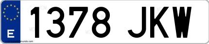 Ejemplo de matrícula española 1378 JKW