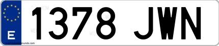 Ejemplo de matrícula española 1378 JWN