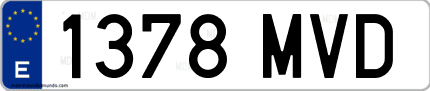 Ejemplo de matrícula de coche ordinaria 1378 MVD