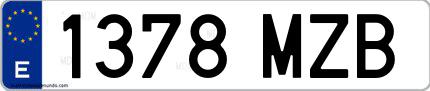 Ejemplo de matrícula española 1378 MZB