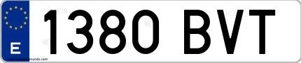 Ejemplo de matrícula española 1380 BVT