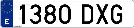 Ejemplo de matrícula española 1380 DXG