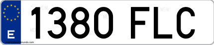 Ejemplo de matrícula de coche ordinaria 1380 FLC