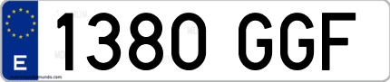 Ejemplo de matrícula de coche ordinaria 1380 GGF