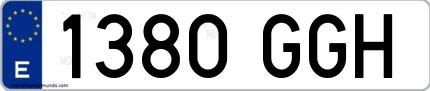 Ejemplo de matrícula española 1380 GGH