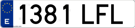Ejemplo de matrícula de coche ordinaria 1381 LFL
