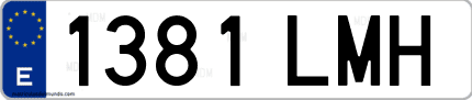 Ejemplo de matrícula de coche ordinaria 1381 LMH