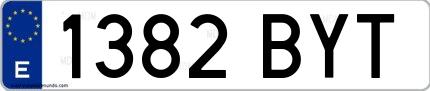 Ejemplo de matrícula española 1382 BYT