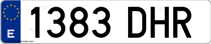 Ejemplo de matrícula de coche ordinaria 1383 DHR