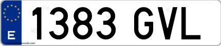 Ejemplo de matrícula española 1383 GVL