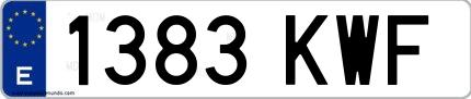 Ejemplo de matrícula española 1383 KWF