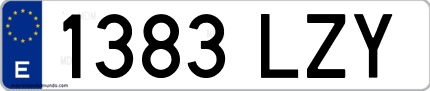 Ejemplo de matrícula de coche ordinaria 1383 LZY