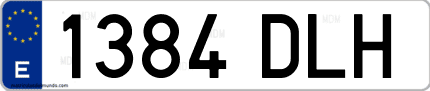 Ejemplo de matrícula de coche ordinaria 1384 DLH