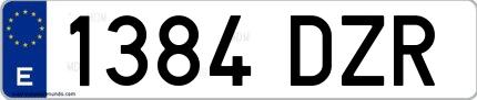 Ejemplo de matrícula española 1384 DZR